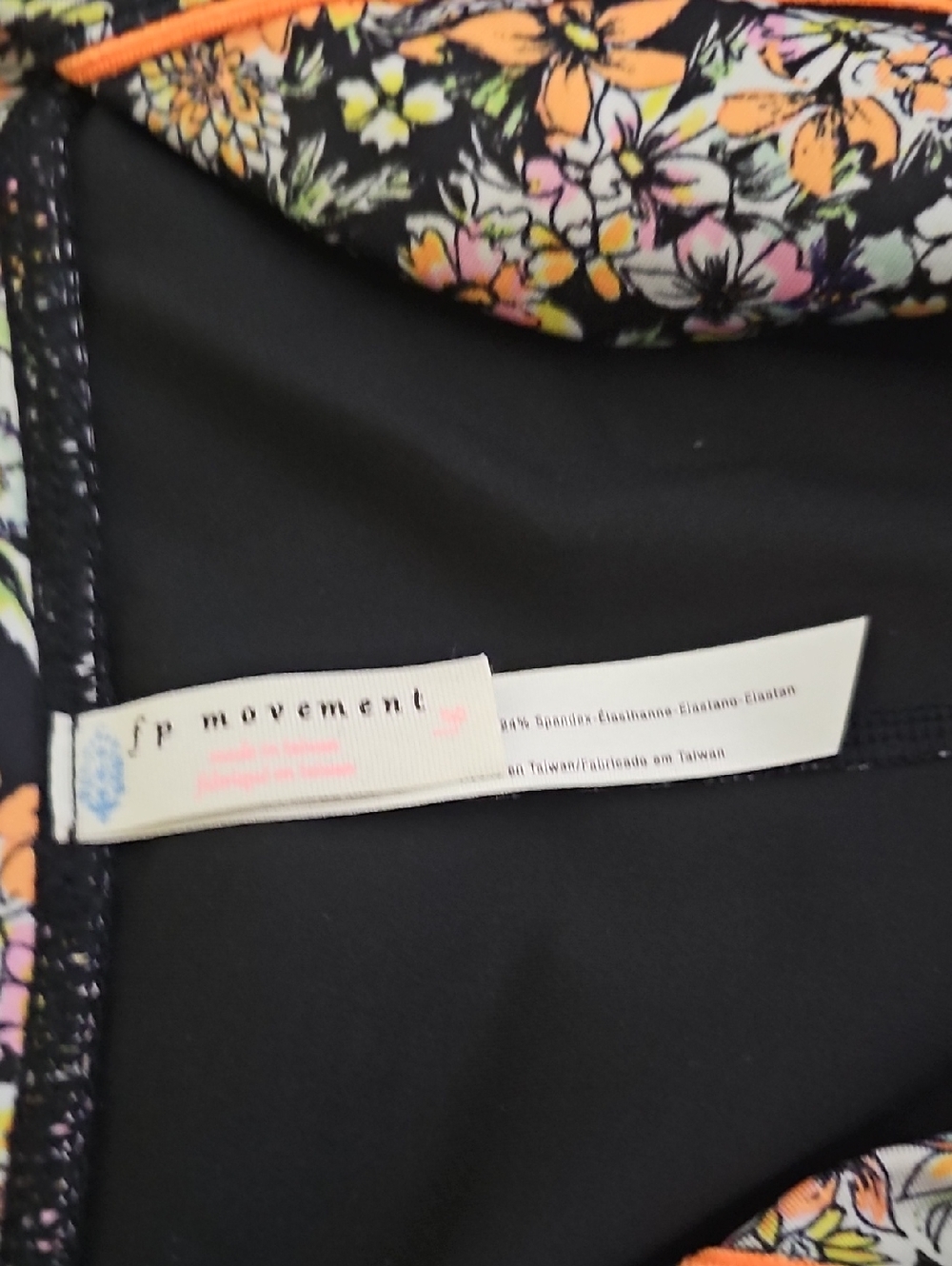 NWOT Free People Movement Leggings Eden Floral Large Drawstring Neon Pockets - Picture 7 of 12